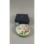 A Boxed Old Tuptonware Circular Lidded Box Decorated with Flowers and Butterflies