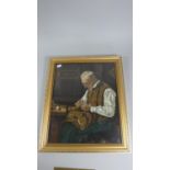 A Framed Tapestry Depicting Tailor, 40cm High