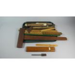 A Collection of Vintage Wooden Rules, Slide Rules Etc