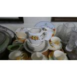 A Tray of Floral Teawares, Fruit Set, Jug Etc