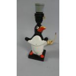 A Guinness Penguin Table Lamp by Carlton Ware, Beak AF and Missing Guinness Sign, 25cm High