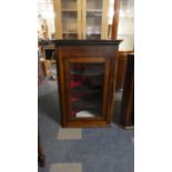 A 19th Century Oak Wall Hanging Corner Cabinet with Glazed Panel Door to Shelf Interior, 78cm