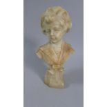 A 19th Century Carved Marble Study of Young Boy in Sailor Suit, Head Restuck, 26cm High