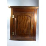 A 19th Century Mahogany Wall Hanging Corner Cabinet with Panelled Door to Shelved Interior, 74cm