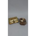 One Inlaid Stone Box and One Brass Mounted Jewellery Box