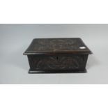 A Late 19th Century Carved Oak Work Box with Hinged Lid, 28cm Wide