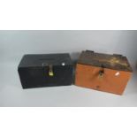 Two Wooden Voting Ballot Boxes Both with Locked Padlock but No Keys, 36cm wide