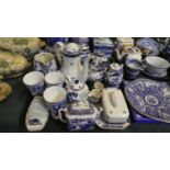 A Collection of Blue and White Ringtons Tea China to Include Jugs, Coffee Pots, Teapots, Butter