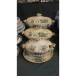 A Collection of 19th Century Green and White Tureens, Some AF