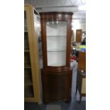 A Double Freestanding Serpentine Front Mahogany Display Cabinet with Two Inner Shelves, 65cm Wide