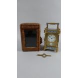 A French Four Glass Carriage Clock with Cloisonne Decoration to All Sides. Subsidiary Alarm Dial.