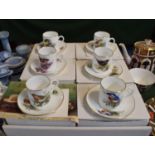 A Boxed Set of Six Royal Worcester Best Loved Birds Coffee Cans and Saucers