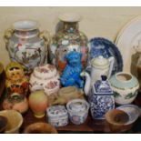 A Tray of Oriental Ceramics, Coronation Ginger Jar, Russian Doll etc