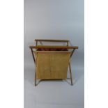 An Edwardian X Frame Corduroy Wool Basket, 39cm Wide