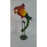 A Modern Fret Cut Balancing Parrot Ornament, 40cm High