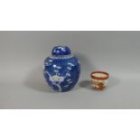 A Chinese Large Under Glaze Blue Lidded Ginger Jar with Prunus Decoration Together with Japanese Tea