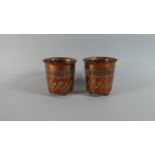 A Pair of J.S&S (Joseph Sankey and Sons) Pierced Copper Vases with Acorn and Oak Leaf Decoration