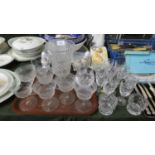 A Tray of Various Wines, Brandy Balloons, Celery Jar together with a Collection of Eleven Webb