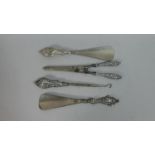 A Collection Silver Handled Shoe Horns, Button Hook and Glove Stretcher