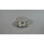 A Circular Silver Box on Three Feet, 5cm Diameter