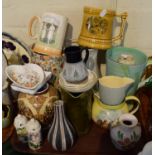 A Tray of Ceramics to Include Chintz and Other Jugs, Various Vases, Aynsley Pin Dish, Portmeirion