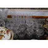 A Tray of Cut Glass Drinking Glasses to Include Wines, Brandy Balloons, Sherries, Custard Glasses,