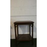 A Mahogany Framed Two Tier Occasional Table with Tooled Leather Top, 51cm Wide