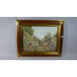A Framed Print of Cottage Garden and Church