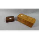 A Burr Wood Rectangular Box and a Smaller Rosewood Box