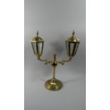 A Brass Two Branch Table Lamp Stand with Rise and Fall Mechanism