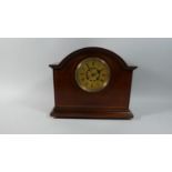 A String Inlaid Edwardian Mahogany Mantle Clock, with Key and Working, 28.5cm High