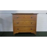 An Edwardian Oak Galleried Three Drawer Bedroom Chest, 91cm Wide