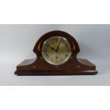 A Late Victorian Mahogany with Inlaid Mother of Pearl Westminster Chime Napoleon Hat Clock, with Key