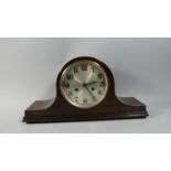 An Edwardian Oak Cased Napoleon Hat Mantle Clock with Pendulum, 45cm Wide