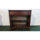 A Reproduction Mahogany Two Shelf Open Bookcase with Top Drawers, 77cm Wide