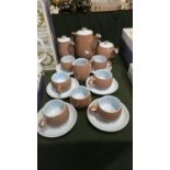 A Collection of Langley Coffee Wares to Include Six Cans and Saucers, Sugar and Cream, Coffee Pots