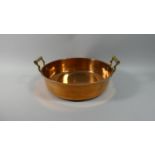 A Copper Circular Cooking Pan with Brass Twin Handles. 33cm Diameter