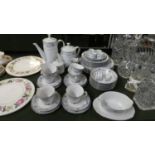 A Noritake Blue Hill Pattern Dinner Service Comprising Five Dinner Plates, Five Side Plates, Four