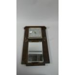 An Art Deco Oak Wall Hanging Hall Barometer with Mirror and Brush Hooks, 15cm High