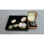 A Collection of Shell and Basalt Cameos to Include Silver Wedgwood Ring