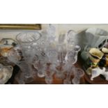 A Tray of Various Cut Glassware to Include Decanters, Ice Bucket, Vases etc