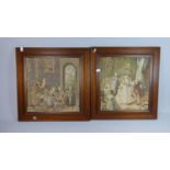 A Pair of Framed Continental Tapestry Depicting Interior Scenes