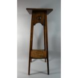 An Oak Square Topped Jardiniere Stand with Stretcher Shelf, 92cm high