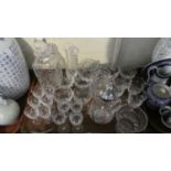 A Tray of Glasswares to Include Liqueurs, Sherries, Decanter, Sugar Sifter, Jug Etc