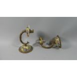 A Pair of Italian Gilt Metal and Ceramic Wall Light Fittings, Each 20cm Long