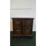 A Four Drawer Square Topped Chest with Brass Drop Handles, 55cm Wide, Bracket Feet