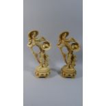 A Pair of Oriental Resin Figural Table Lamps Stands in the Form of Farmers Carrying Baskets of