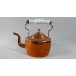 A Victorian Copper Kettle with Opaque Glass Handle, 23cm High