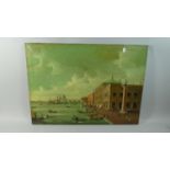 A Mounted But Unframed Oil on Canvas, Venice, Signature Bottom Right Unclear, 71cm Wide