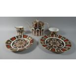 A Collection of Royal Crown Derby Imari Pattern no. 1128 to Include Coffee Pot (Second), Cream